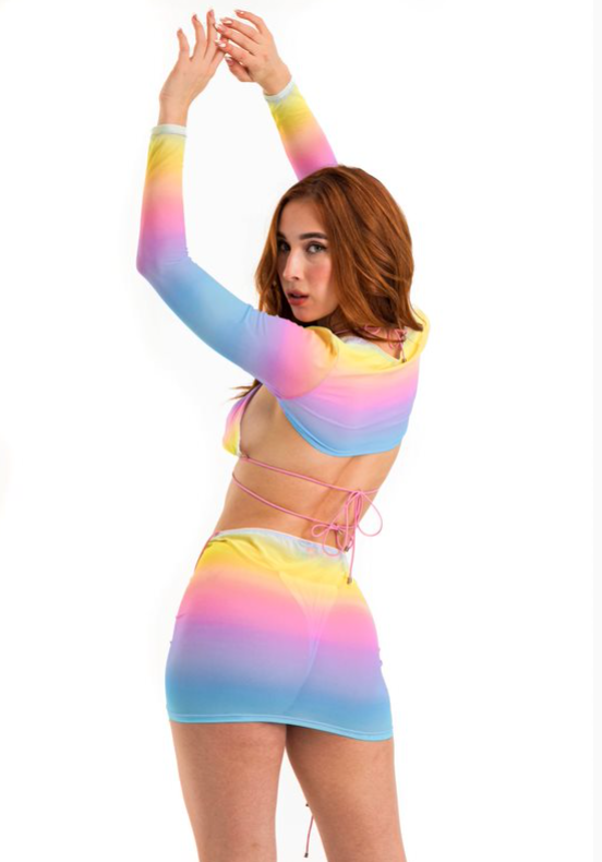 SUNSET MICROBIKINI + SHRUG VEST + SKIRT SET