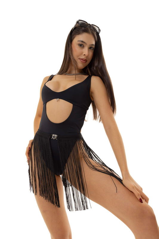 BLACK FLECOS SKIRT