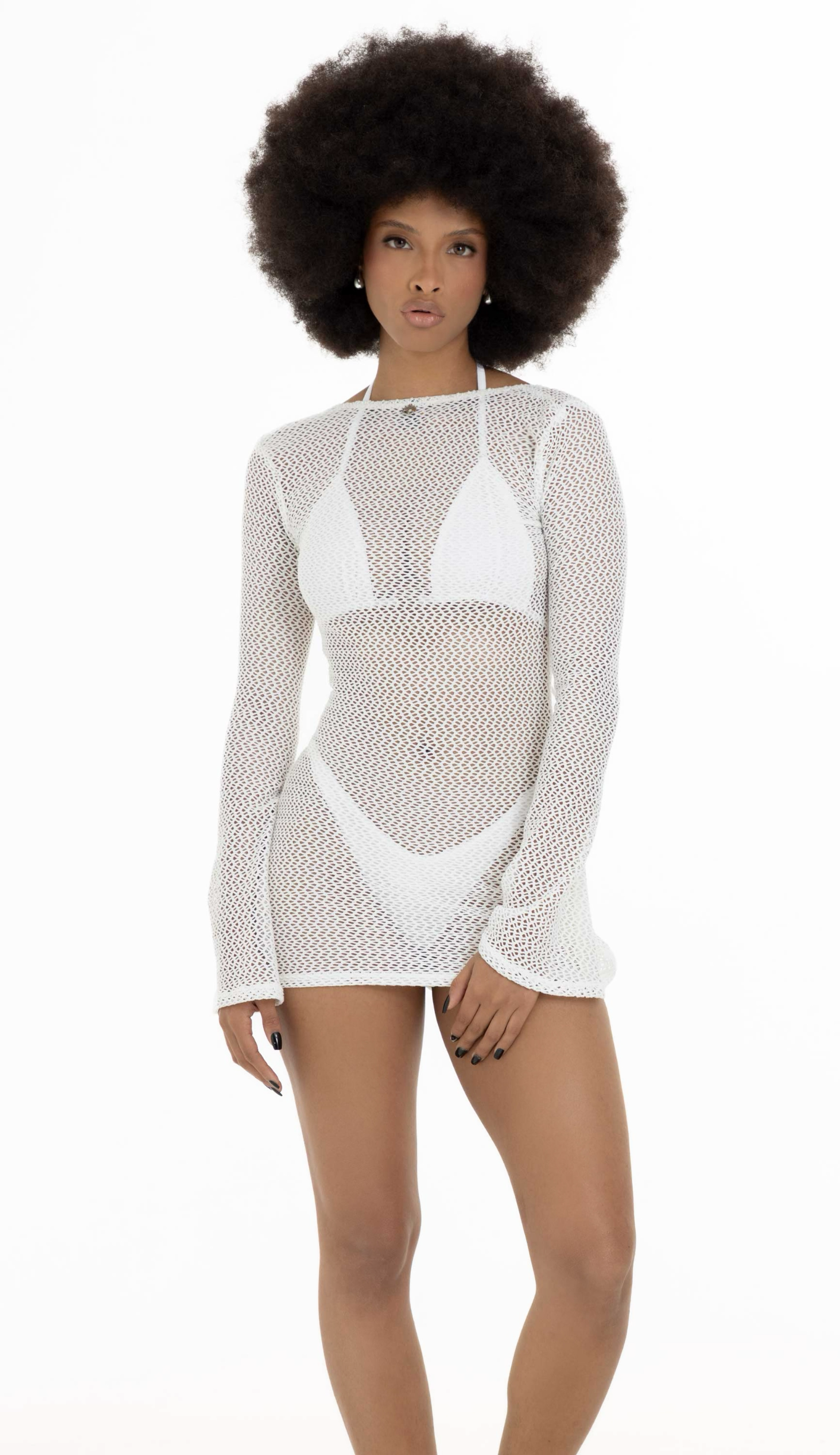 MESH PEARL HOLE DRESS