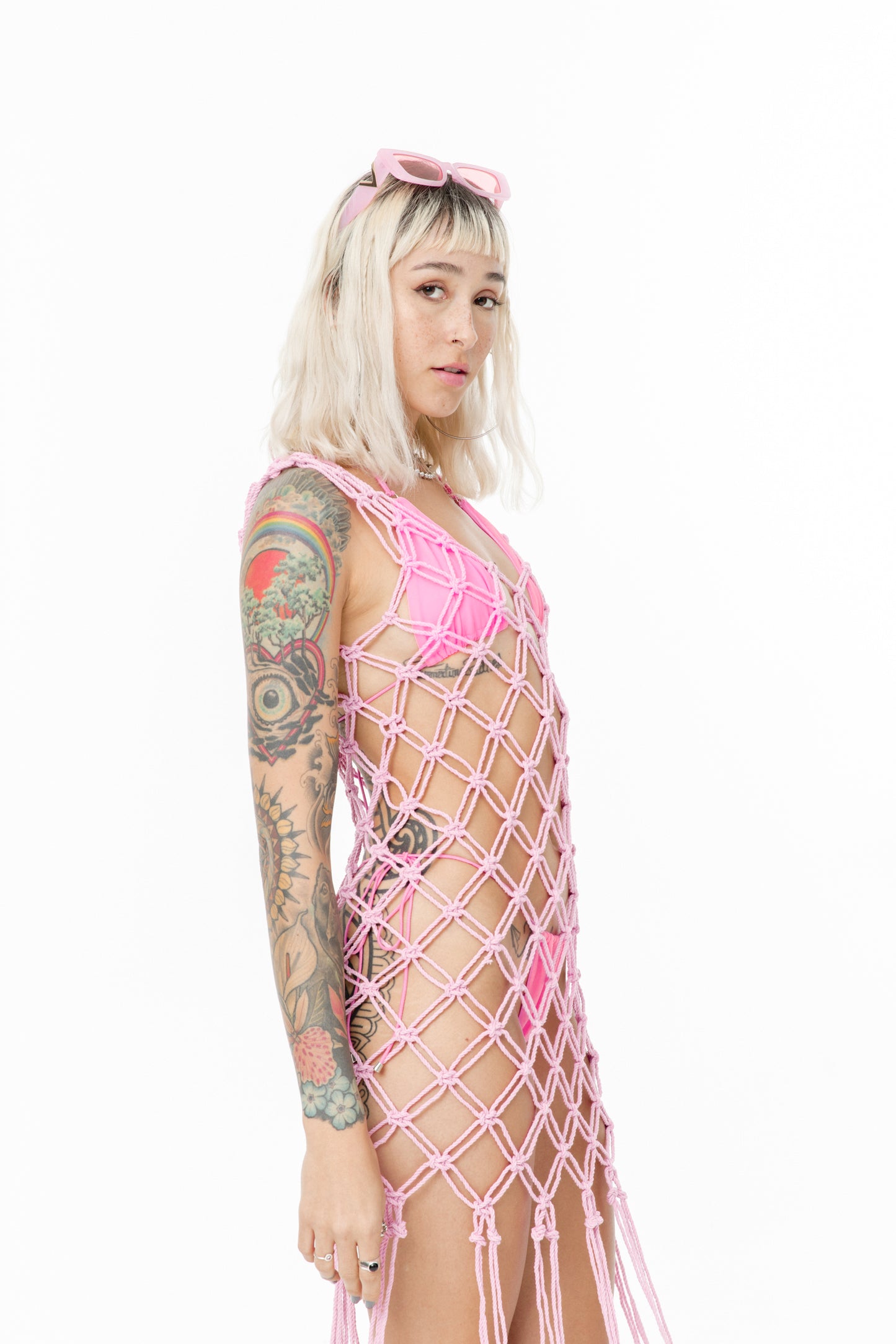 PINK NET COVER UP